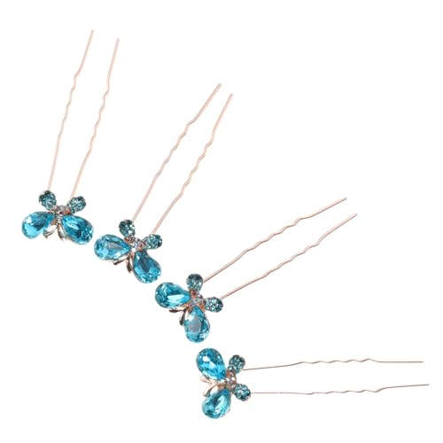 AUTSUPPL 4 Stück U Förmige Haarnadeln mit Funkelnden Strass Schmetterlingen Teiliges Stabile und Sichere Haarspangen für Damen Vielseitiges Haarzubehör für Alltag Party und Hochzeit von AUTSUPPL