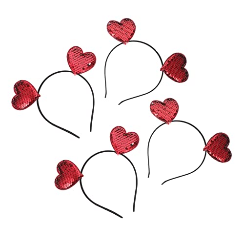 AUTSUPPL 4 Stücke Herzförmige Stirnband Haar Band Pailletten Herz Haar Für Mädchen Party Zubehör Valentinstag Kopfstück von AUTSUPPL