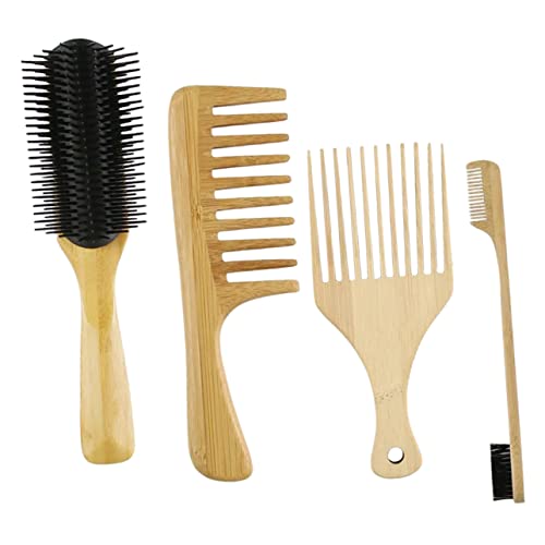 AUTSUPPL 4stücke Teiliges Bambus Haarkamm Breiter Entwirrkamm Und Frisierkämme Für Haartypen Ergonomisches Design Für Männer Frauen Für Salon Persönliche Pflege von AUTSUPPL
