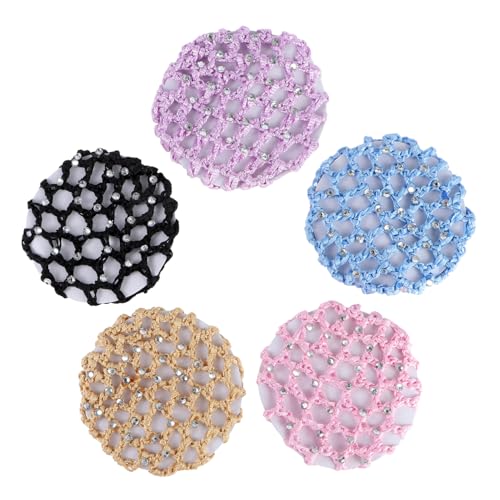AUTSUPPL 5 Stück Teiliges Elastisches Haarnetz Handgehäkelt Haarnetz Duttnetz Haarschmuck für Tanz Performance Damen von AUTSUPPL