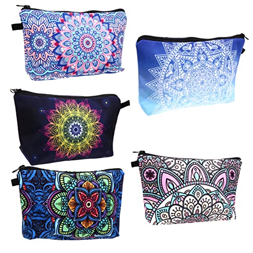 AUTSUPPL 5stücke Teiliges Reise-kosmetiktaschen Blumenmuster Tragbare Make-up-Taschen Für Damen Leicht Langlebig Mit Reißverschluss Für Reisen Schule Und Outdoor-aktivitäten von AUTSUPPL