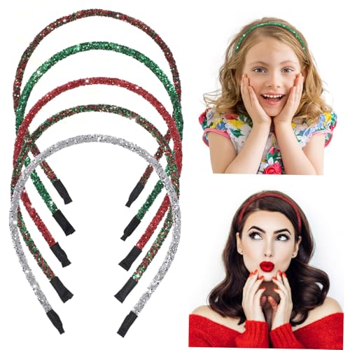 AUTSUPPL 5 Stücke Weihnachten Glitter Haar Hoops Festliche Frauen Haarband Für Weihnachten Kopfschmuck von AUTSUPPL