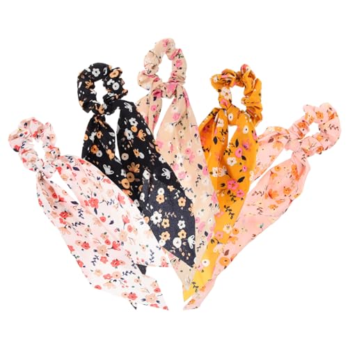 AUTSUPPL 5stücke Blüten Haargummis Mit Langen Bändern Elastische Haargummis Für Mädchen Modische Haaraccessoires Praktische Pferdeschwanzhalter Für Damen Und Mädchen von AUTSUPPL