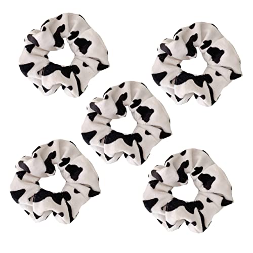 AUTSUPPL 5stücke Damen Haargummis Mit Kuhmuster Weiche Scrunchies Für Hochsteckfrisuren Ponytail-bänder Haarschmuck Für Partys Und Alltag von AUTSUPPL