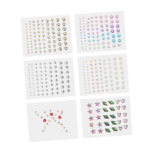 AUTSUPPL 6 Blätter Selbstklebende Gesichts Augen-rhinestones Sticker Super Glitzernde Strasssteine für Party Festival -make-up in Weiß Gold Perlmutt Mix von AUTSUPPL