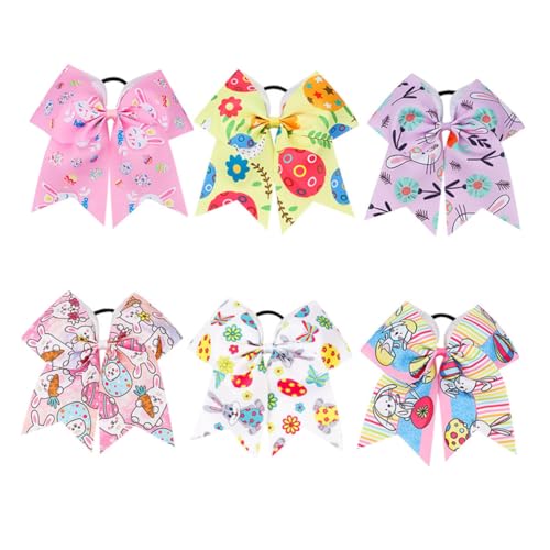 AUTSUPPL 6 Stück Easter Elements Haargummis Bowknot Printing Haargummis Für Mädchen (mixed Style) von AUTSUPPL