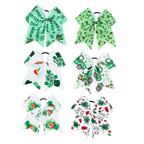 AUTSUPPL 6 Stück Haargummis Mit Schleife Für Mädchen Haarseil Pferdeschwanzhalter St Patrick's Day Kopfschmuck von AUTSUPPL