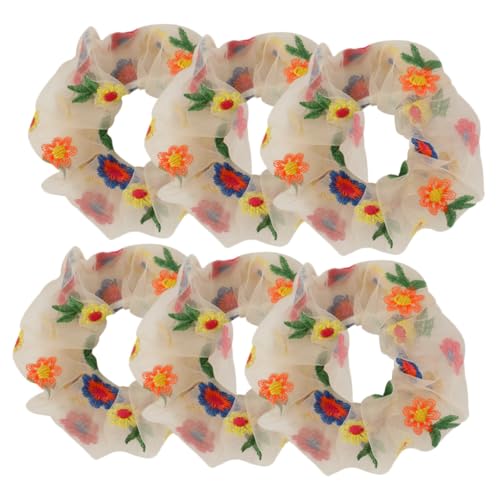 AUTSUPPL 6stücke Teiliges Elastische Haargummis Mit Gestickten Blumen Modische Haarschmuck Für Pferdeschwänze Und Hochsteckfrisuren Für Damen Und Mädchen von AUTSUPPL