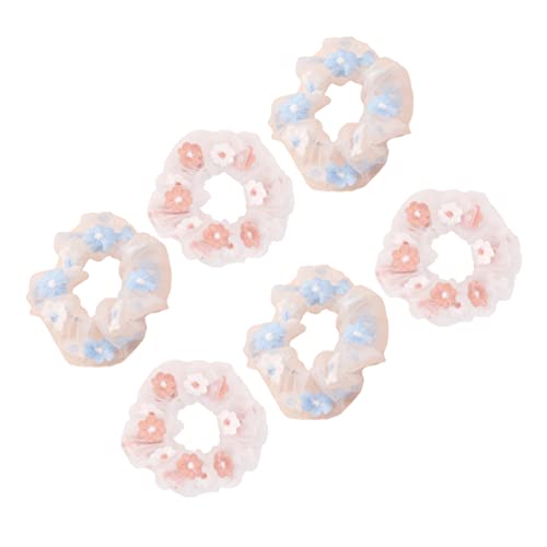 AUTSUPPL 6stücke Teiliges Haargummis Mit Blumenstickerei Bequeme Haarringe Aus Für Mädchen Süßen Farben Zartpink Milchblau Für Haararten Und Anlässe von AUTSUPPL