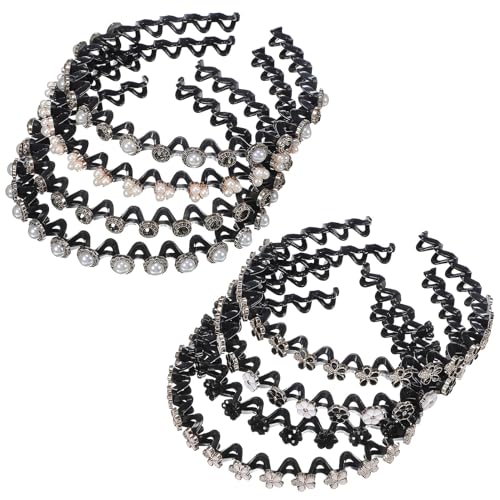 AUTSUPPL 8 Stück Teiliges Dünne Wellenförmige Kunststoff stirnbänder mit Perlen und Strass Modische Haarschmuck accessoires für Damen Vielseitig für Alltag und Festliche Anlässe Geeignet von AUTSUPPL