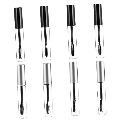 AUTSUPPL 8stücke Nachfüllbare Mascara Flaschen Transparente Runde Behälter Mit Schwarz Und Silber Deckel Praktisch Für Reisen Und Zuhause Leakproof Design Für Sichere Aufbewahrung von AUTSUPPL