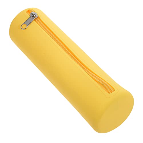 AUTSUPPL 1stücke Silicone Makeup Brush Organizer Mit Reißverschluss Tragbare Kosmetiktasche Für Waschbarer Make-up Pinselhalter Leuchtendem Gelb Multifunktional Für von AUTSUPPL
