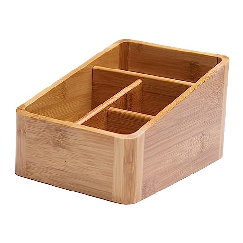 AUTSUPPL Fernbedienung Aufbewahrungsbox Bambus Desktop Organizer Box Für Kosmetik Und Kleinigkeiten Praktische Lagerung Box Mit Unterteilung von AUTSUPPL