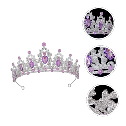 AUTSUPPL Barock Prinzessinnen Krone Damen Hochzeits Tiara mit Strass Kristallen in Silber Violett für Braut Geburtstag Festliche Anlässe Eleganter Haarschmuck von AUTSUPPL