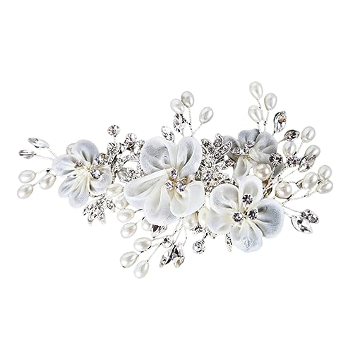 AUTSUPPL Braut Haarnadel Set Weißes Garn Blume Kopfschmuck Strass Haarspange Kristall Klammern Elegante Haarspangen Haarschmuck Für Die Braut von AUTSUPPL