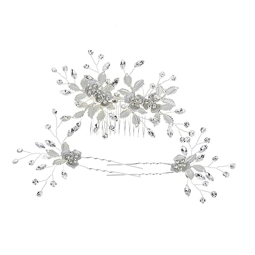 AUTSUPPL 1stück Flower Shape Hair Comb Silberner Haarschmuck Mit Blattdesign Haarspange Haarnadeln Eleganter Brautschmuck Mit Strass Für Hochzeiten Und Besondere Anlässe von AUTSUPPL