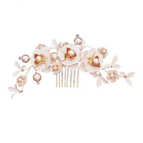 AUTSUPPL Handgemachter Haarschmuck Mit Strass Und Perlen Für Bräute Elegante Haarspange Für Hochzeiten Festlichkeiten Und Besondere Anlässe Goldene Haaraccessoires Für Damen von AUTSUPPL