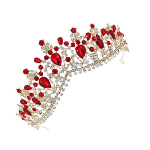 AUTSUPPL Kopfbedeckung für Hochzeitsfeiern Brautkrone Modischer Kopfschmuck Rote und Goldene Verzierungen von AUTSUPPL