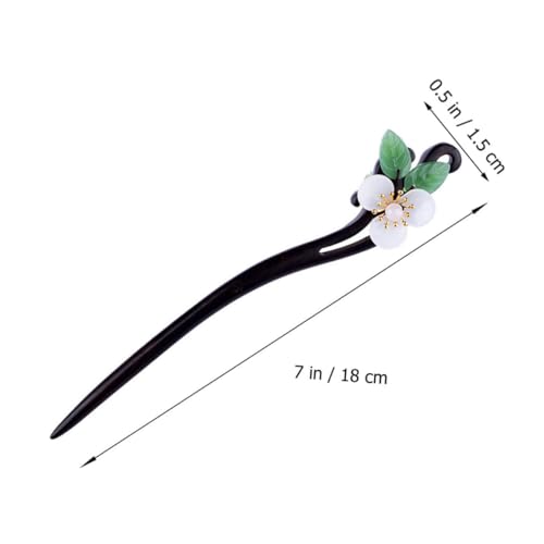 AUTSUPPL Chinesische Haarnadel aus Ebenholz Retro Haarstab mit Blumenmotiv Dekorative Haarklammer für Frauen Eleganter Vintage Stil Handgefertigter Holzschmuck für Alltag und Festtage von AUTSUPPL
