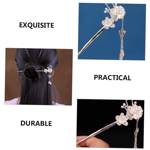 AUTSUPPL Chinesischer Haarstab mit Pflaumenblüte und Quaste Silberbeschichteter Leichter Langlebiger Haarschmuck für Damen Geeignet für Hochzeiten Partys Retro frisuren von AUTSUPPL