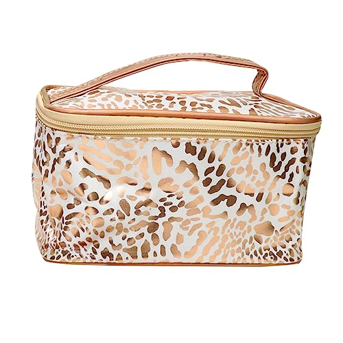 AUTSUPPL Schminkkoffer Für Damen Mit Leopardenmuster Große Make-up-Aufbewahrungstasche Mit Reißverschluss Pu-Leder Kosmetiktasche Reiseorganizer Für Kosmetik Und Toilettenartikel von AUTSUPPL