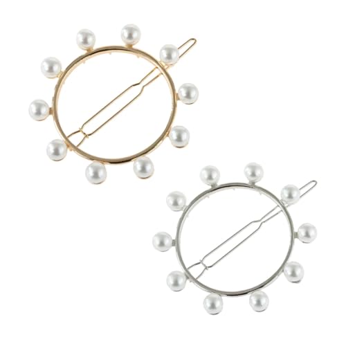 AUTSUPPL 2stücke Frauen Haarklammern Aus Legierung Runde Hohle Haarspangen Mit Perlenverzierung Eleganter Haarschmuck Für Partys Und Hochzeiten von AUTSUPPL