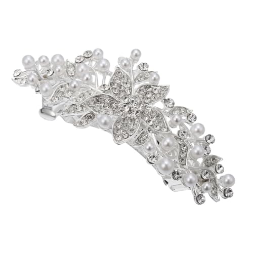 AUTSUPPL Elegante Perlen Haarnadel mit Strassverzierung Silberner Haarclip für Damen Verziert mit Funkelnden Rhinestones für Hochzeit Party und Festliche Anlässe von AUTSUPPL
