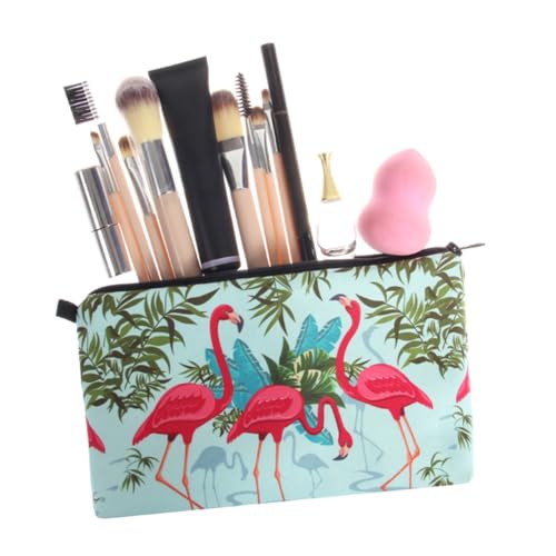 AUTSUPPL Flamingo Makeup Bag mit Niedlichem Vogelmuster Tragbare Kosmetiktasche für Frauen Geräumige Kulturtasche für Reisen und Alltag Modisches Design Praktischer Organizer für Make up von AUTSUPPL