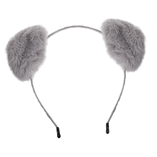 AUTSUPPL Flauschiger Ebene Ohr Haarreif Für Damen Und Kinder Elastisches Stirnband Mit Fuchsohren Für Kostümpartys Halloween Und Karneval Leicht Und Angenehm Zu Tragen Graues von AUTSUPPL