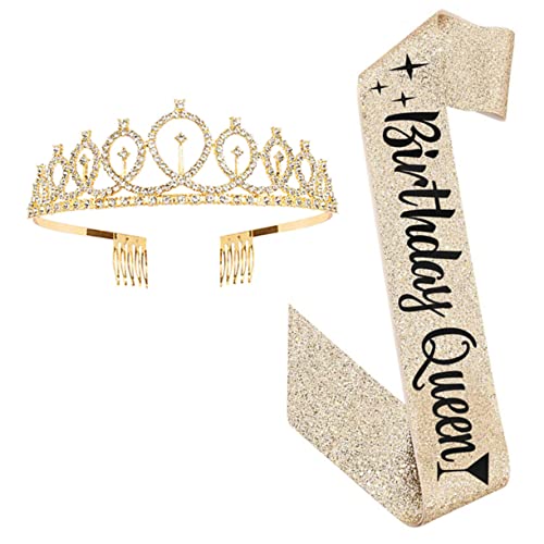 AUTSUPPL 1satz Geburtstagskrone Und Schärpe Kreatives Dekorationszubehör Für Geburtstag Mit Glitzerkrone Und Schultergurt Für Fotorequisiten Und Partys von AUTSUPPL
