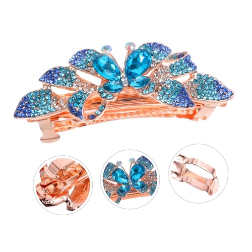 AUTSUPPL Große Blaue Strass haarspange Metall Schmetterlingsclip Glitzernde Haarklammer für Frauen Stark Haltbar Modisches Haarschmuck Accessoire für Alltag Frisuren von AUTSUPPL