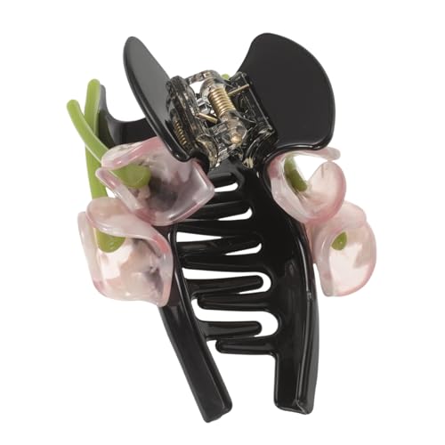 AUTSUPPL Große Haarklammer mit Blumenmotiv Dekorative Haarspange für Frauen Fester Sitz für Dünnes und Dickes Haar Vielseitiger Styling clip für Hochzeit Geburtstag Alltag Schwarzer von AUTSUPPL