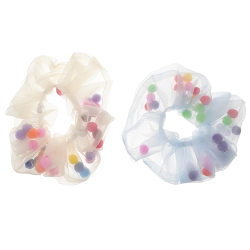 AUTSUPPL 2stücke Elastische -haargummis Pferdeschwanzhalter Haarseil Gummibänder Haarbänder Für Mädchen Beige Blau von AUTSUPPL