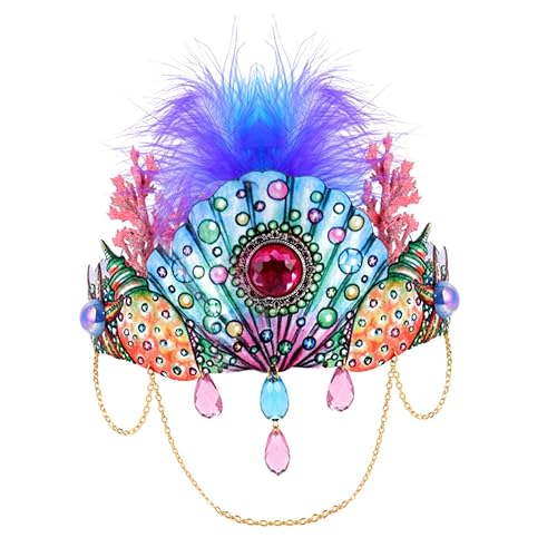 AUTSUPPL Halloween Krone Haarband Damen Elastisches Stirnband Mit Muschel Design Kopfschmuck Für Partys Fotorequisiten Für Frauen Für Halloween Und Cosplay von AUTSUPPL