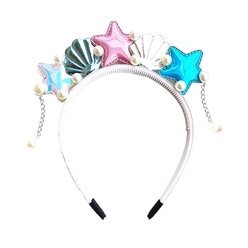 AUTSUPPL Haarreif Mit Meeresmotiv Meerjungfrau Und Seestern-design Muschel-accessoires Für Junge Mädchen Blau Leichtes Material Für Party Und Kostüme von AUTSUPPL