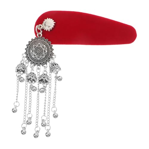 AUTSUPPL Vintage Ethnischer Haarschmuck Für Frauen Stilvolle Hochzeits-haarspange Aus Rotem Mit Silbernen Fransen Eleganter Haarschmuck Für Bräute Und Besondere Anlässe von AUTSUPPL