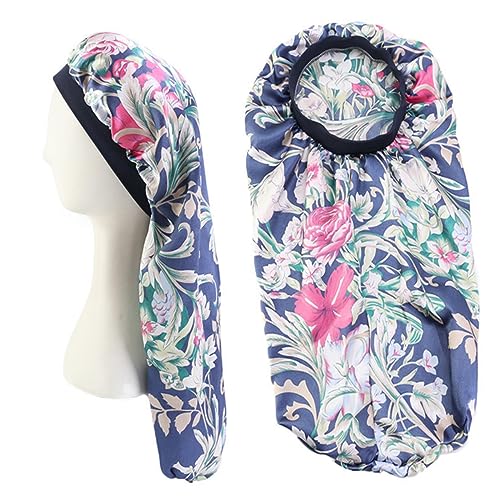 AUTSUPPL Lange Schlafmütze Mit Blumendruck Haarschutz Kopfwickelmütze Für Schlaf Schützt Frisur Und Haar Dehnbar Und Langlebig Für Bequemen Sitz von AUTSUPPL