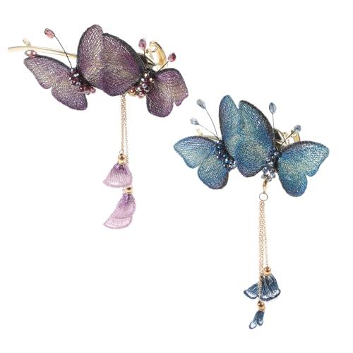 AUTSUPPL 2stücke Schmetterlings-haarspange Metall Haar Klammer Für Damen Ästhetische Haarschmuck Haarspangen Für Dickes Haar Quasten-haarspangen Haarstyling-accessoires von AUTSUPPL
