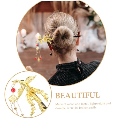 AUTSUPPL Holz Haarstäbchen Chinesischer Stil Handgefertigt Eleganter Haarschmuck mit Quaste für Frauen Traditioneller Haarnadel Haarklammer für Hochsteckfrisuren und Hanfu Cosplay von AUTSUPPL