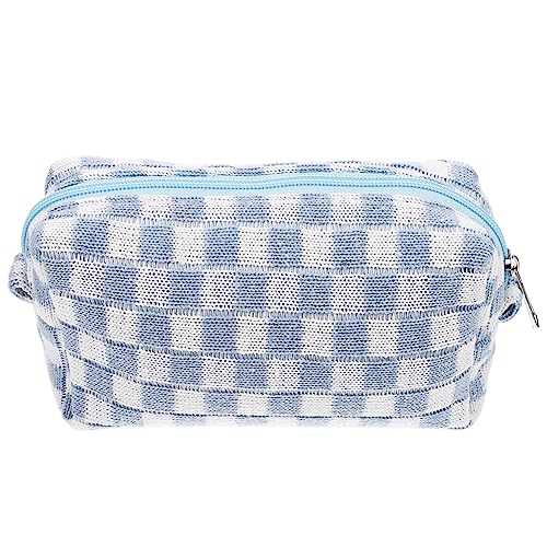 AUTSUPPL Karierte Make Up Tasche Tragbare Kosmetiktasche Multifunktionale Reise Kulturtasche für Damen Langlebiges Material mit Reißverschluss Aufbewahrung für Toilettenartikel und Kosmetik von AUTSUPPL