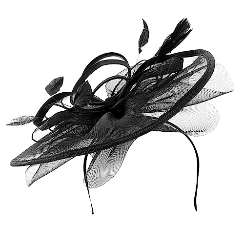 AUTSUPPL Dekoratives Haarband Mit Blumenfeder Eleganter Netzhut Für Damen Party-kopfschmuck von AUTSUPPL