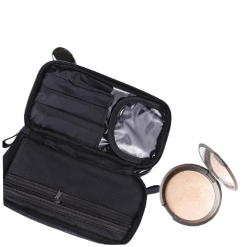 AUTSUPPL Toiletten-Organizer Tasche Mit Reißverschluss Doppelter Kosmetik Aufbewahrungstasche Schwarz Praktischer Kosmetikbeutel Für Reisen Badezimmer Und Schlafzimmer von AUTSUPPL