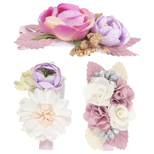 AUTSUPPL 3stücke Teiliges Mädchen Haarspangen Mit Kunstblumen Haarschmuck Für Mädchen Geeignet Für Hochzeiten Blumenmädchen Und Besondere Anlässe von AUTSUPPL