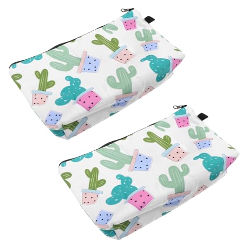 AUTSUPPL 2stücke Kosmetiktasche Bedruckt Reise-Kosmetiktasche Tragbar Kosmetik Und Toilettenartikel-Aufbewahrungstasche Organizer Für Damen Mädchen Kaktusmuster von AUTSUPPL
