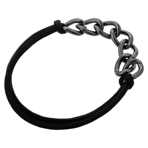 AUTSUPPL Haargummi Mit Kette Und Gummiband Schwarzer Pferdeschwanzhalter Für Lockiges Haar Metall Accessoire Für Damen Haar Styling von AUTSUPPL