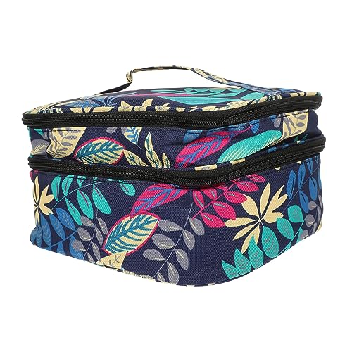 AUTSUPPL Nagellack Organizer Tasche Doppelschichtiger Aufbewahrungsbeutel Für Flaschen Tragbare Kosmetiktasche Aus Wasserdichtem Oxford Nagellack Und Ätherische Öle Mit Blattmotiv von AUTSUPPL