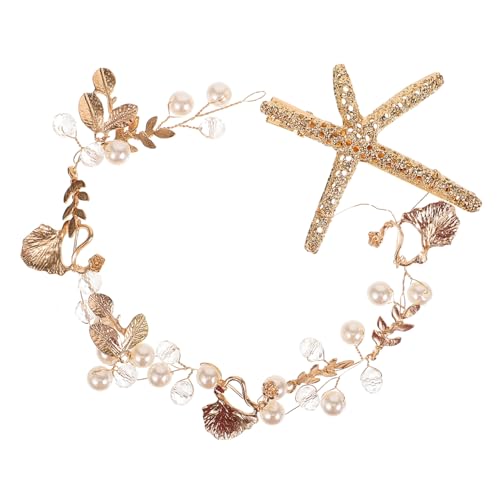 AUTSUPPL Perlen Stirnband mit Einzigartigem Seestern Haar Schmuck Elegantes Haarschmuck accessoire für Damen Langlebig und Komfortabel für Hochzeit und Besondere Anlässe von AUTSUPPL