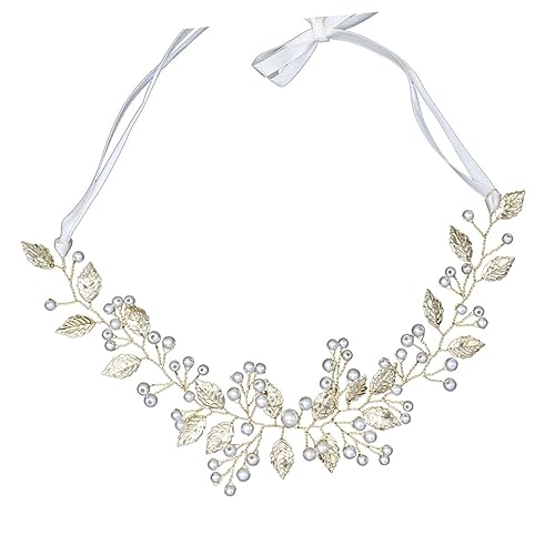 AUTSUPPL Braut Haarschmuck Handgefertigtes Perlen Stirnband Mit Blattdesign Verstellbares Hochzeits-accessoire Für Damen Für Hochzeiten Und Formelle Anlässe von AUTSUPPL