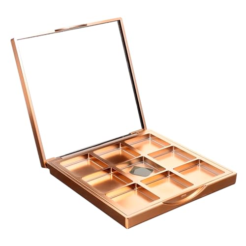 AUTSUPPL 9gitter Leere Eyeshadow Palette Mit Fächern Sequin Quicksand Box Für Lidschatten Lippenstift Und Kosmetik Praktischer Tragbarer Makeup-behälter Rosegold Leopardenmuster von AUTSUPPL