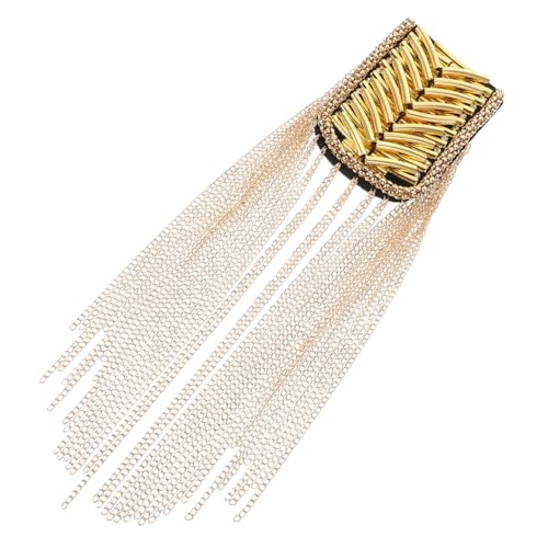 AUTSUPPL Retro Schulterklappe mit Handgefertigten Perlen Quasten Brosche Modische Applikation für Anzüge Eleganter Vintage Look Goldfarbene Anstecknadel Stilvolles Accessoire für Damen und von AUTSUPPL